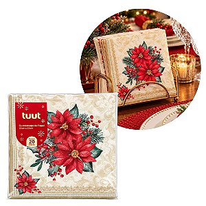 Guardanapo Decorado Natalino Bico de Papagaio 33x33cm Pacote 20 Unidades