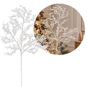 Galho Coral Natalino Glitter Cristal Branco Furta-Cor 80x40cm - Tuut