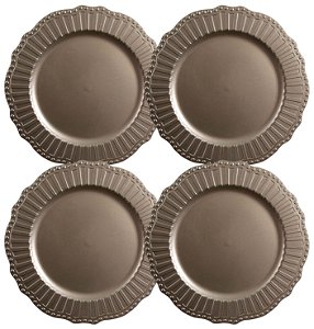 Jogo Sousplat Crown Bronze Premium 4 Peças - Mimo Style
