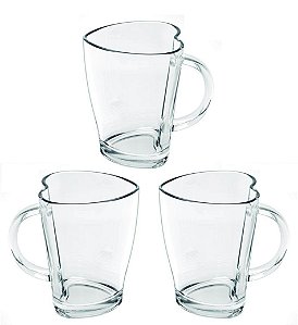 Jogo Caneca Coração Heart Premium 240ml 3 Peças - Class Home
