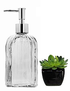 Kit Banheiro Porta Sabonete Líquido e Mini Vaso Suculenta
