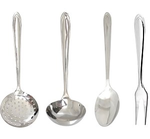 Jogo Utensílios Inox Premium Escumadeira, Concha, Colher e Garfo - Yazi