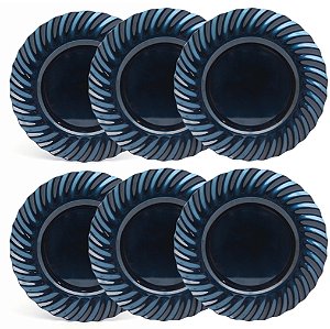 Jogo Sousplat Borda Wave Azul 33cm 6 Unidades - Yazi