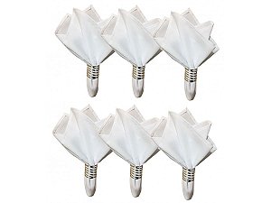 Kit Guardanapo Oxford Branco 40x40cm e Argola  6 Peças