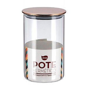 Pote Hermético Vidro Premium Borossilicato Tampa Inox 1 Litro - Vitrizi