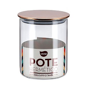 Pote Hermético Vidro Premium Borossilicato Tampa Inox 700ml - Vitrizi