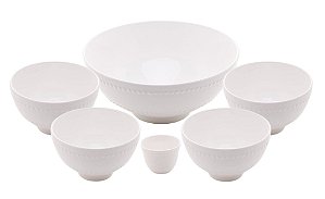 Conjunto Tigelas Bowl Porcelana Pearl Premium com Molheira 6 Peças - Lyor