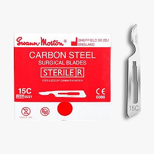 Lâmina de Bisturi Nº 15C em Aço Carbono Swann-Morton