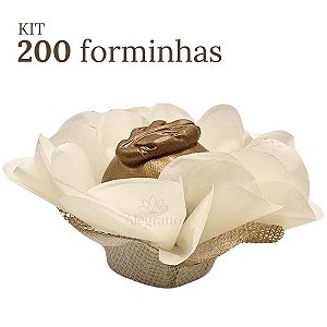 Kit 200 forminhas papel com tela Lunita - Off White