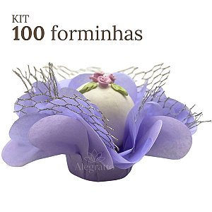 Kit 100 forminhas Imperial - Papel com tela - Lilás
