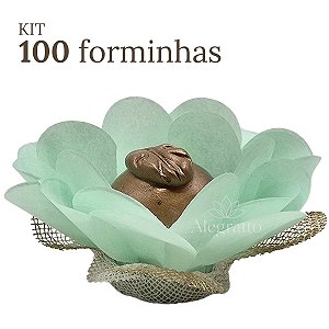 Kit 100 forminhas Lunita Papel com tela - Verde Bebê SS05