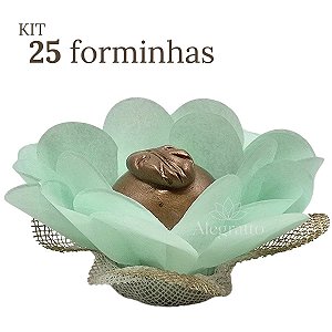 Kit 25 forminhas Lunita Papel com tela - Verde Bebê SS05
