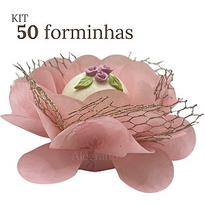 KIT 50 Forminhas Imperial - Papel com tela - Rosê SS24