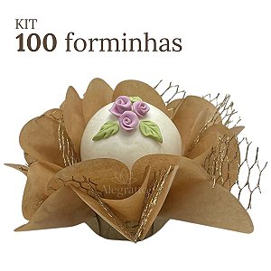 Kit 100 forminhas Imperial - Papel com tela - Kraft