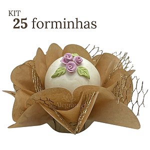 Kit 25 forminhas Imperial - Papel com tela - Kraft