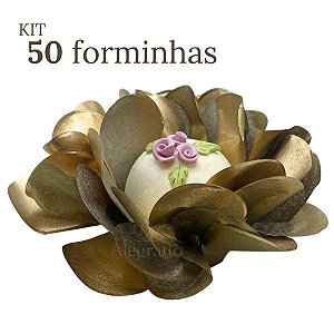 Kit 50 forminhas Delicatta - Papel - Dourado