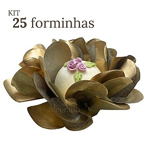 Kit 25 forminhas Delicatta - Papel - Dourado