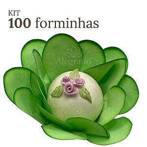 Kit 100 forminhas Bela Papel - Verde Folha