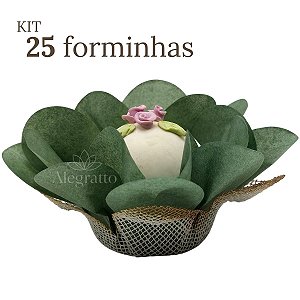 Kit 25 Forminhas Lunita Papel com tela - Verde Oliva Escuro