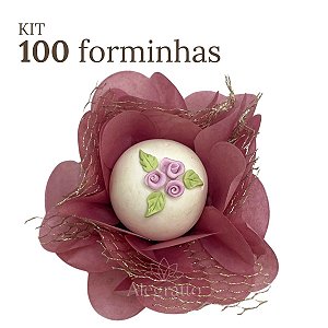 Kit 100 forminhas Imperial - Papel com tela - Rosa Velho SS38