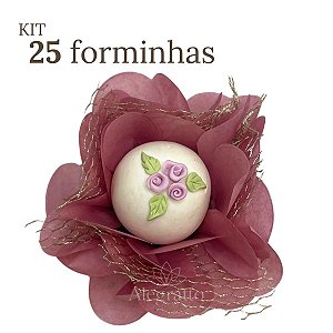 Kit 25 forminhas Imperial - Papel com tela - Rosa Velho SS38