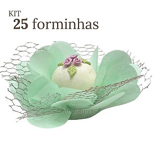 Kit 25 forminhas Imperial - Papel com tela - Verde Bebê SS05