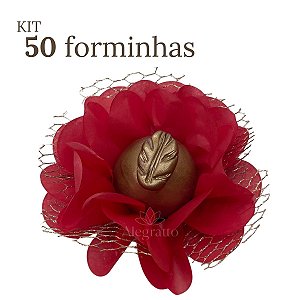 kit 50 forminhas Imperial - Papel com tela - Vermelho