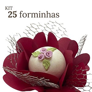 kit 25 forminhas Imperial - Papel com tela - Marsala