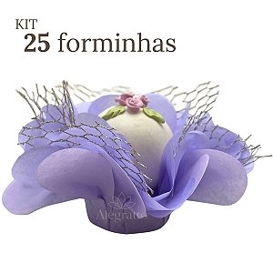 Kit 25 forminha Imperial - Papel com tela - Lilás