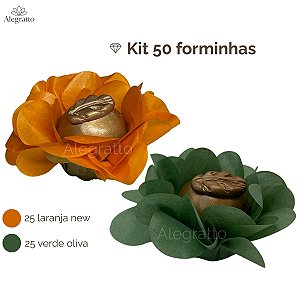 Kit 50 Forminhas Delicatta Papel  - Laranja New e Verde Oliva Escuro