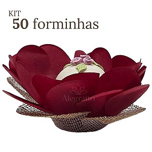 Kit 50 Forminhas Lunita Papel com tela - Marsala SS11
