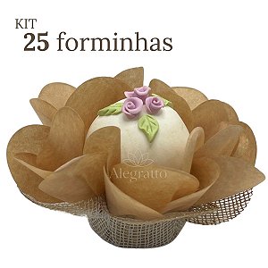 Kit 25 Forminha Lunita Papel com tela - Kraft