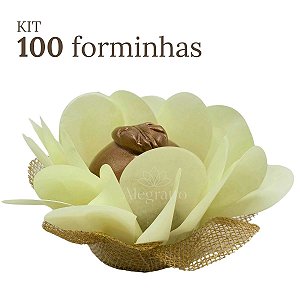 Kit 100 Forminhas Lunita Papel com tela - Amarelo Bebê SS07