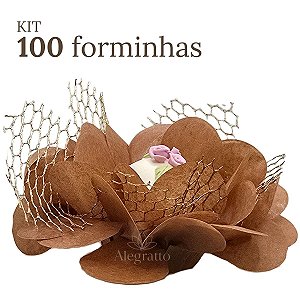 Kit 100 forminhas Imperial - Papel com tela - Caramelo Escuro