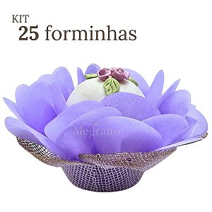Kit 25 Forminhas Lunita Papel com tela - Lilás