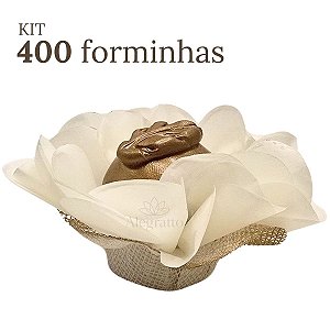 Kit 400 forminhas papel com tela Lunita - Off White