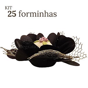 Kit 25 Forminhas Imperial - Papel com tela - Preta