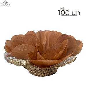 Kit 100 Forminhas Lunita Papel com tela - Caramelo