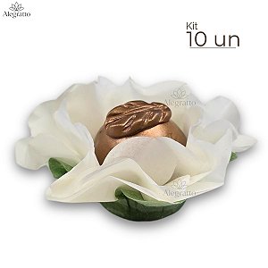 Kit 10 Flores Delicatta Papel - Off White