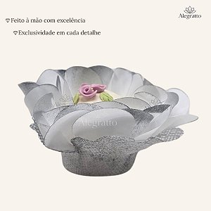 Kits forminha Lunita Papel com tela - Branco com Prata