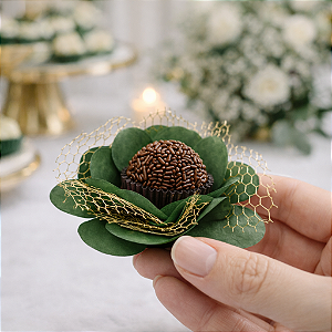 Flor Imperial - Papel com tela - Verde musgo