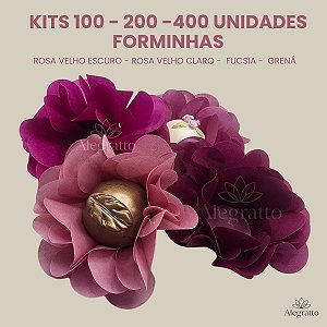 Kit forminhas Delicatta Papel - Tons de rosa escuro e médio