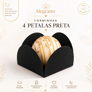 Kit forminhas de Papel 4 pétalas | Nº 7 tradicional Preta para doces