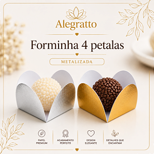 Kit forminhas de Papel 4 pétalas | Nº 7 Metalizadas para doces