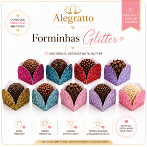 Kit forminhas de Papel 4 pétalas | Nº 7 Glitter para doces