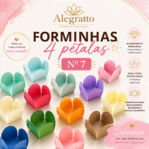 Kit forminhas de Papel 4 pétalas | Nº 7 Cores diversas para doces