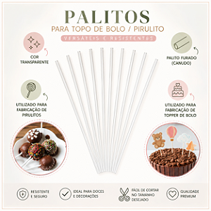 Kits de Palito para pirulito e topo de bolo 14cm