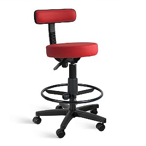 Cadeira Mocho Patti Giratória Alta com Aro Vermelho