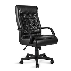 Cadeira Presidente Serino Giratória PT Relax C/Braços Preta