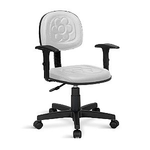 Cadeira Secretaria Flor Giratória Universal C/Braços Branca